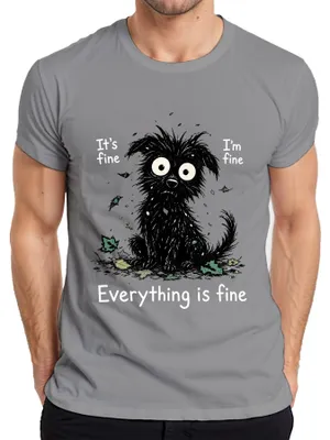 Immagine prodotto di Va bene, sto bene, tutto è a posto. T-shirt "Hund Statement", sarcasmo, per uomo, grigia, taglia XL