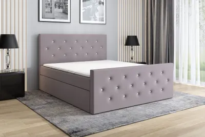 Produktbild von Boxspringbett LARIS 180x200 mit Kristallknöpfen verziert. Inklusive 2 Bettkästen, Bonell-Matratze und Topper. Möbel vom Hersteller- Handarbeit!Bett Komplett-Set mit Matratze,Bettkasten & Kopfteil. Stoff SAVANA. Elegantes Bett mit massives Kopfteil. Stoff Samt.