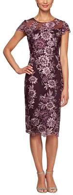 Produktbild von Alex Evenings Cocktailkleid für Damen, kurz, Knielang, mit Blumenstickerei, Pfla