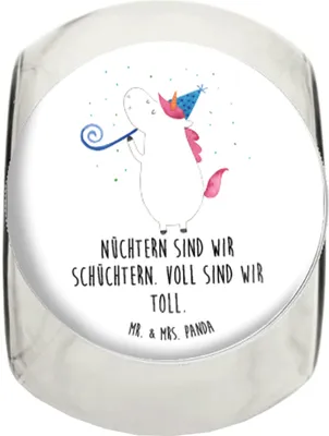 Produktbild von Mr. & Mrs. Panda Bonboniere Einhorn Party L 870ml - Weiß - Geschenk, aufbewahrungsglas, Vorratsdose, keksglas, Unicorn, Club, Disco, Glasdose, Vorratsbehälter, Kaffeedose