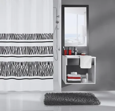 Produktbild von Meusch 2385185305 Duschvorhang Safari 180 x 200 cm schwarz/weiß 100% PEVA