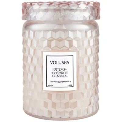 Obrázek produktu pro Velká svíčka ve sklenici s růžovými brýlemi