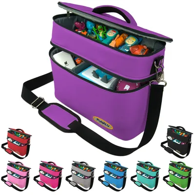 Produktbild von PUNALU Toniebox Tasche XL kompatibel mit Toniebox 1 & 2 – Platz für bis zu 68 Hörfiguren, Kopfhörer & Ladestation – Gepolsterte Transporttasche – Lila