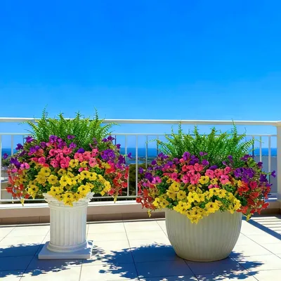 Imagen del producto de Flores artificiales, 16 unidades, resistentes a los rayos UV, resistentes a la intemperie, para uso en exteriores