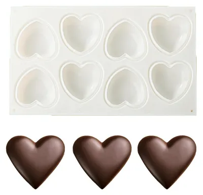 Produktbild von Silikon Backform Herzform 8 Löcher Ø 7cm für Schokolade, Kuchen, Mousse