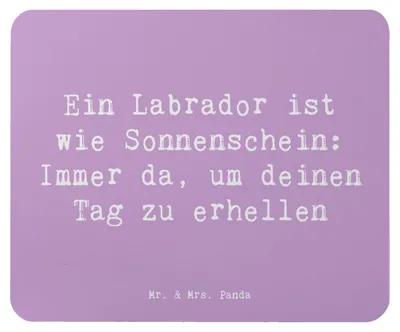 Produktbild von Mr. & Mrs. Panda Mouse Pad Spruch Labrador Sonnenschein - Lavendeltraum - Geschenk, Herz erwärmen, laptop mousepad, Hunderassen Eigenschaften, freundlicher Hund, mauspad