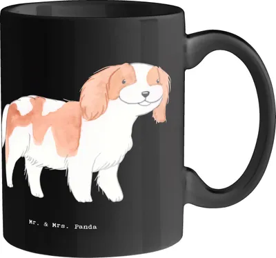 Produktbild von Mr. & Mrs. Panda Tasse Cavalier King Charles Spaniel Freunde - Schwarz - Geschenk, Kaffeetasse, Hund, schöne, treue, Henkelpott, loyal, Pott, treu, Hunderassen Charakter