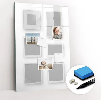 Produktbild von Magnetische Wandtafel - Schwarzer Marker + Schwamm + Magnete - 60 x 90 cm - Bilderrahmen
