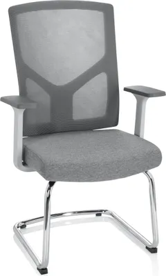 Produktbild von hjh OFFICE Freischwinger mit Armlehnen BRETON V W Stoff / Netzstoff Stuhl für Büro Zuhause, Besucherstuhl Schwingstuhl bis 120 kg belastbar