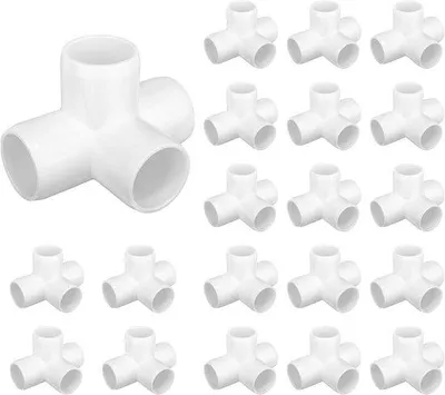 Zdjęcie produktu dla Elementy mocujące z PVC – łączniki w kształcie litery T – zestaw do samodzielnego montażu – styl h mebli – 1,3 cm – 20 sztuk – biały