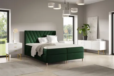 Productafbeelding van Boxspringbed voor de slaapkamer, model ESPEN, afmetingen 160x220 cm, bekleding: stof, kleur: fris groen
