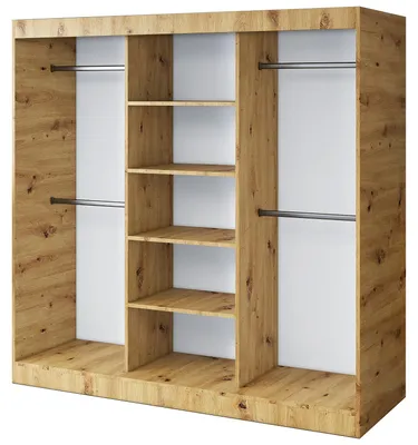 Zdjęcie produktu dla Otwarta Szafa– 200 x 200 cm –Dąb Artisan – Szafa otwarta TROY – z 4 półkami i 4 drążkami
