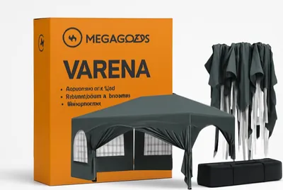Zdjęcie produktu dla Namiot pawilonowy składany wodoodporny ochrona UV 6 ścian bocznych 3x6m PL.