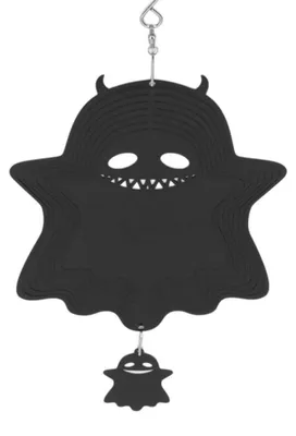Windspiel Halloween Geist 3D Metall Schwarz 35 cm