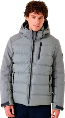 A man wearing a gray jacket.