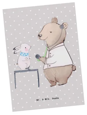 Produktbild von Mr. & Mrs. Panda Postkarte Tierarzt Herz - Grau Pastell - Geschenk, Grußkarte, Ansichtskarte, Ansichtskarten, Postkarten, Fotokarte