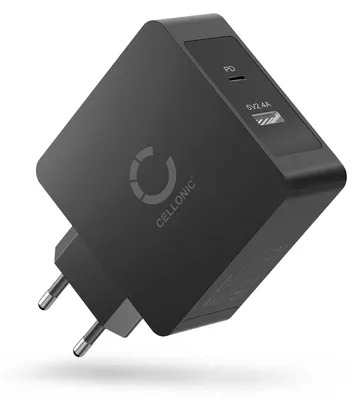 Produktbild von CELLONIC 2 Fach USB Ladegerät für Handy Smartphone Tablet mit USB PD Power Delivery 57W - 5.4A Schnellladegerät Mehrfachstecker USB Netzteil Ladeadapter Steckdose Netzstecker USB Charger Ladestecker
