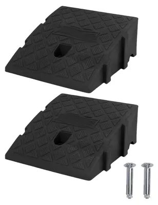 Immagine prodotto di Set da 2 rampe per cordoli, altezza 13 cm, portata massima 4409 libbre, rampa portatile in PE ad alte prestazioni per auto e moto, colore nero