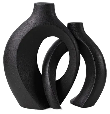 Produktbild von Keramikvase 16 x 20,3 cm, 2er-Set, schwarz, Tischdekoration