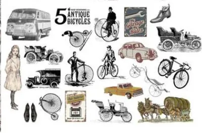 Produktbild von Nostalgische Aufkleber - Oldtimer-Aufkleber - Aufkleber von Oldtimern und Fahrrädern - Vintage-Bilder - Aufkleber - 60 Stück - Oldtimer-Fahrzeuge - Oldtimer-Bullet-Journal - Scrapbooking - CHPN