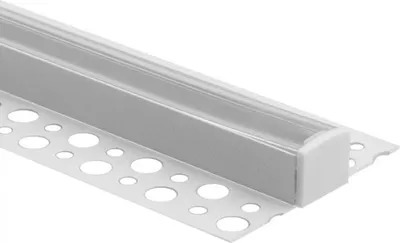 Obrázok produktu pre Biely hliníkový povrchový LED profil pre sadrokartón / sadrové dosky 2 m s priehľadným difúzorom a koncovkami Ecolight