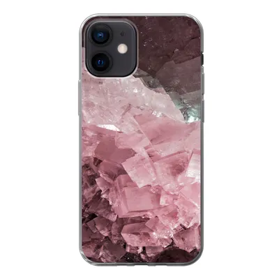 Produktbild von MuchoWow® Handyhülle Schutzhülle Hülle für iPhone 12 Naturstein - Rosa - Kristall Silikon Softcase Handy Hülle - Schutzhülle