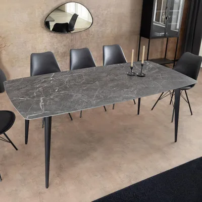 Produktbild von riess-ambiente Moderner Esstisch MILANO 160cm anthrazit schwarz Keramik Metallbeine 8 Personen