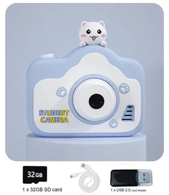Produktbild von Digitalkamera für Kinder mit 2-Zoll-Display, 1080p-Video und 400-mAh-Akku - Blau B