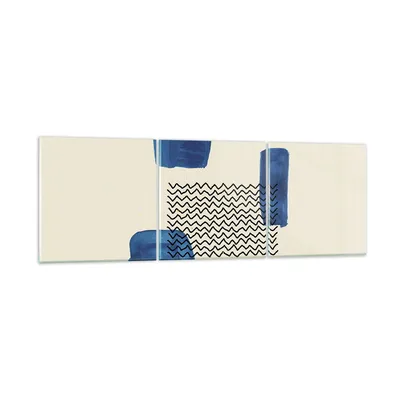 Produktbild von Bilder auf glas - 3 Teile - Abstraktion Flecken Zickzack - 90x30cm - Glasbilder - Wandbilder - Bilder - zum Aufhängen bereit - Wanddekoration aus Glas - Glas Bilder - Wandbild auf Glas - GCA90x30-4515
