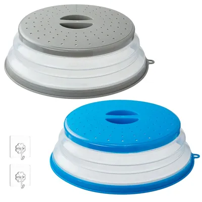 Produktbild von Mikrowellen Abdeckhaube 26 cm, Farbe:Blau und Grau