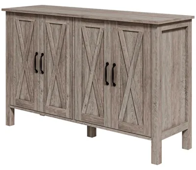 Produktbild von Mehrzweckschrank im rustikalen Stil mit 4 verstellbaren Einlegeb?den, Holz, 120 x 37 x 75 cm, Grau