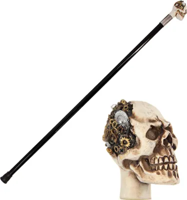 Obrázek produktu pro Steampunková vycházková hůl s lebkou 93cm kovová -