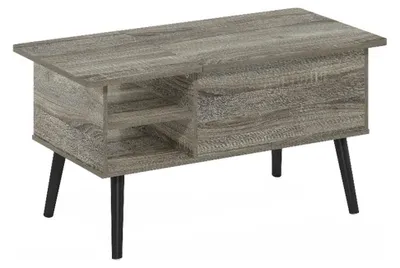 Productafbeelding van Furinno Jensen salontafel met een omhoog te tillen houten tafelblad en een verborgen opbergruimte
