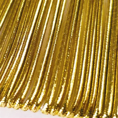 Zdjęcie produktu dla Okrągła guma w wielu kolorach - 30m - Ø1,6mm (10 x 300cm), Złoty gumowy sznurek kapeluszowy