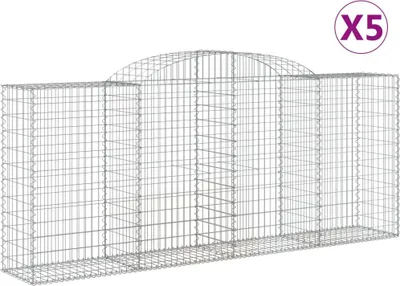 Produktbild von vidaXL Gabionen mit Hochbogen 5 Stk. 300x50x120/140cm Verzinktes Eisen