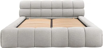 Produktbild von Bett mit Kommode 180 x 200 cm - Stoff - Hellgrau - FORVIK Pascal Morabito