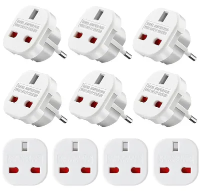 Productafbeelding van Universele reisadapter, 10 stuks UK naar EU-stekker, type G naar 2-polig, wit