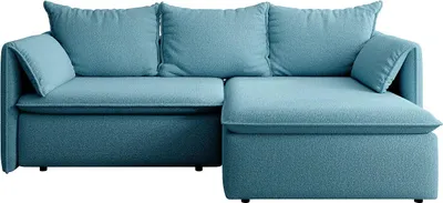 Produktbild von Eckschlafsofa rechts mit blauem Strukturbezug - TEODORA