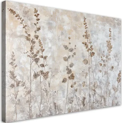 Produktbild von Leinwandbild Pflanzen, Gras 90x60 Feeby Grau bild für die wand bereit zum aufhängen