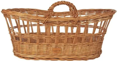 Obrázok produktu pre WikliBOX - Mojžišov kôš pre bábiky, prútené lôžko pre bábiku s bambuľkami v prírodnej farbe 52x30xh20 cm