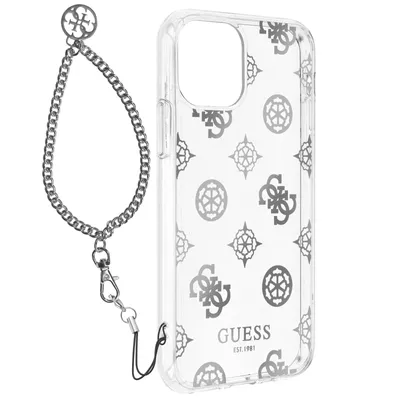 Produktbild von Apple iPhone 12 / 12 Pro Guess Schutzhülle mit Anhänger – Transparent / Silber