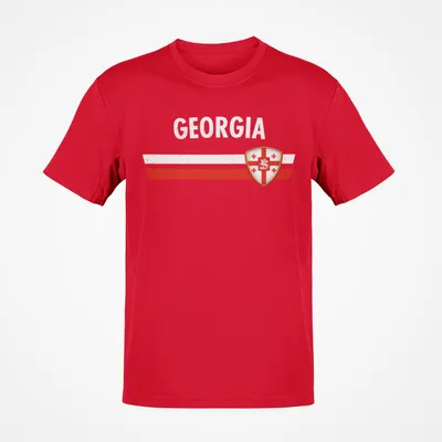 Produktbild von WM EM Fan Shirt Länder T-Shirt Fußball Fanartikel Herren Damen 100% Baumwolle Land wählen: Georgien Shirt Größe wählen: XXL