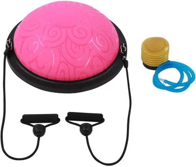 Produktbild von Balance-Trainer 46 cm mit Widerstandsbändern – rutschfester Halbball – Core-Training – Gleichgewichtstraining