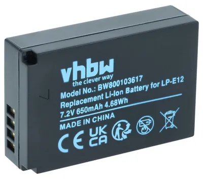 Produktbild von vhbw Akku kompatibel mit Canon PowerShot SX70 HS Kamera (650 mAh, 7,2 V, Li-Ion)