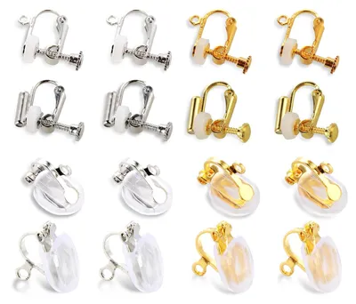 16 Clip-On Ohrringkonverter, Ohrclips ohne Piercing, rund, gold-silber