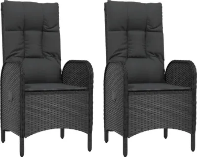 Produktbild von vidaXL Gartenstühle 2 Stk. Poly Rattan Schwarz