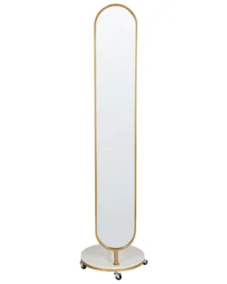 Produktbild von BELIANI Garderobenständer mit Spiegel Gold u. Weiß Metall Marmor 172 cm Modern Stilvoll Praktisch Freistehend 2 Haken Kleiderständer für Flur