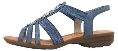 Image de Remonte, sandales plates pour femmes, couleur bleue, style décontracté