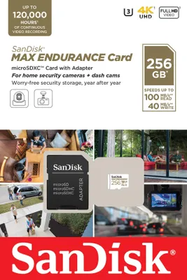 Produktbild von SanDisk Max Endurance - Flash-Speicherkarte (microSDXC-an-SD-Adapter inbegriffen) - 256 GB - Video Class V30 / UHS-I U3 / Class10 - microSDXC UHS-I