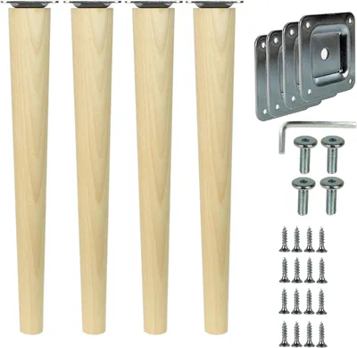 Produktbild von 4 Holzfüße für Möbel aus Buche, gerade, 35 cm